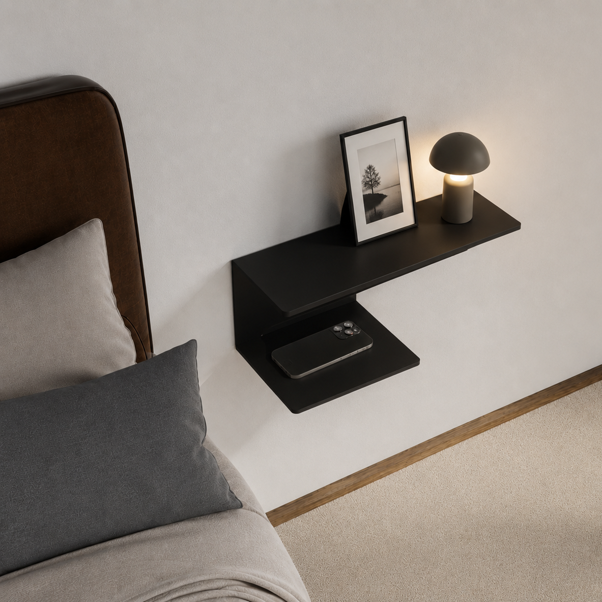 Glide Bedside Steel Shelf