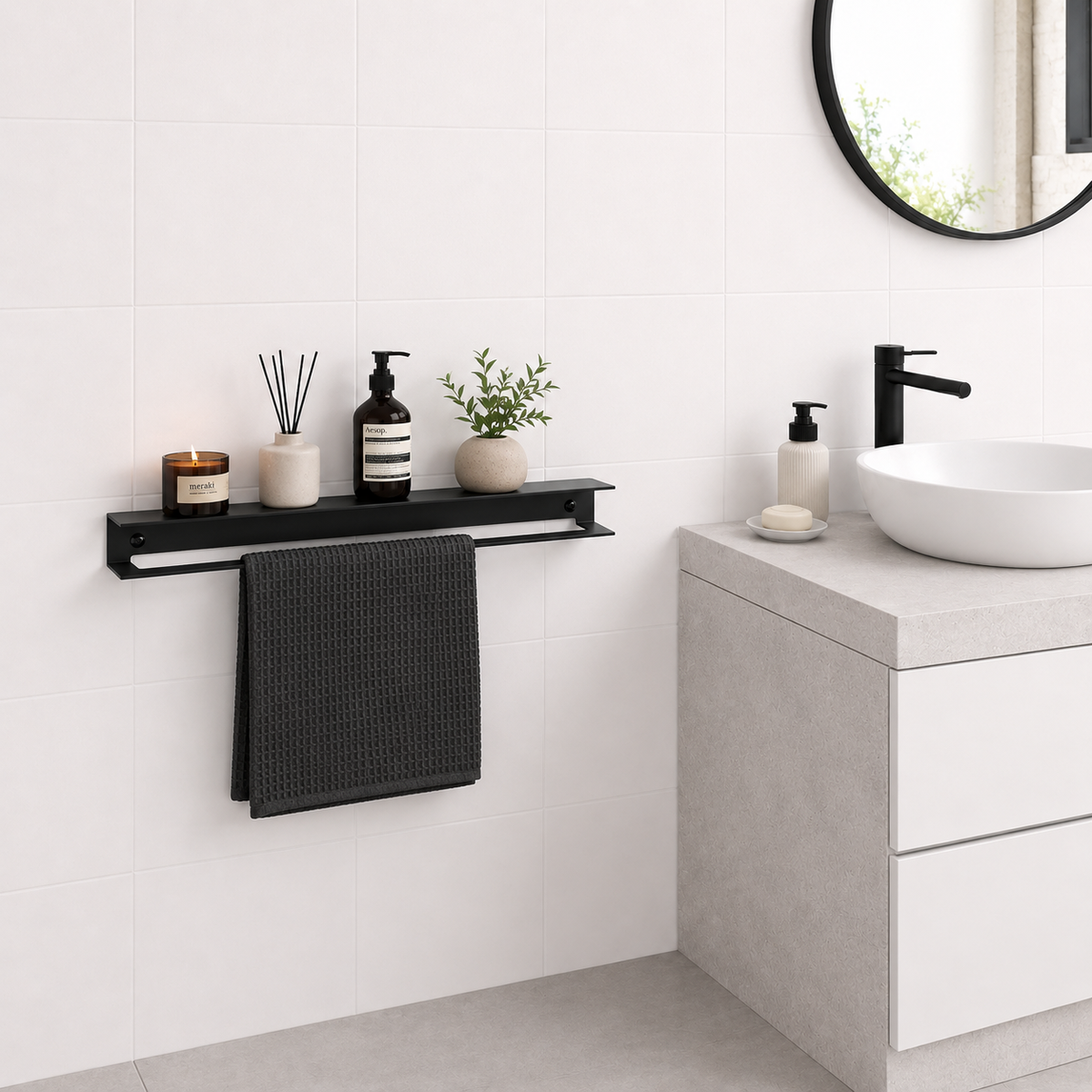 Linear Steel Towel Holder
